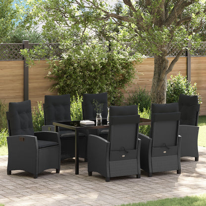 7-Delige Tuinset Met Kussens Zwart Poly Rattan