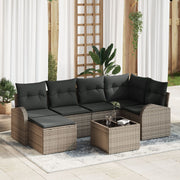 Loungeset poly rattan 7-delig grijs