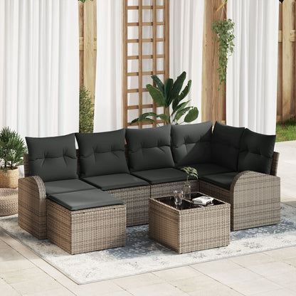 6-Delige Tuin Sofa Set Met Kussens Zwart Poly Rattan