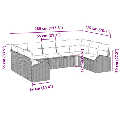9-Delige Tuin Sofa Set Met Kussens Beige Poly Riet
