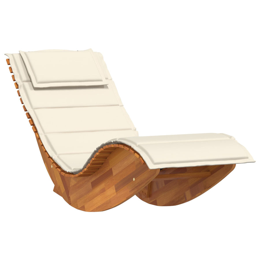 Zonligstoel Set Van 2 Crème, Natuurlijk Hout