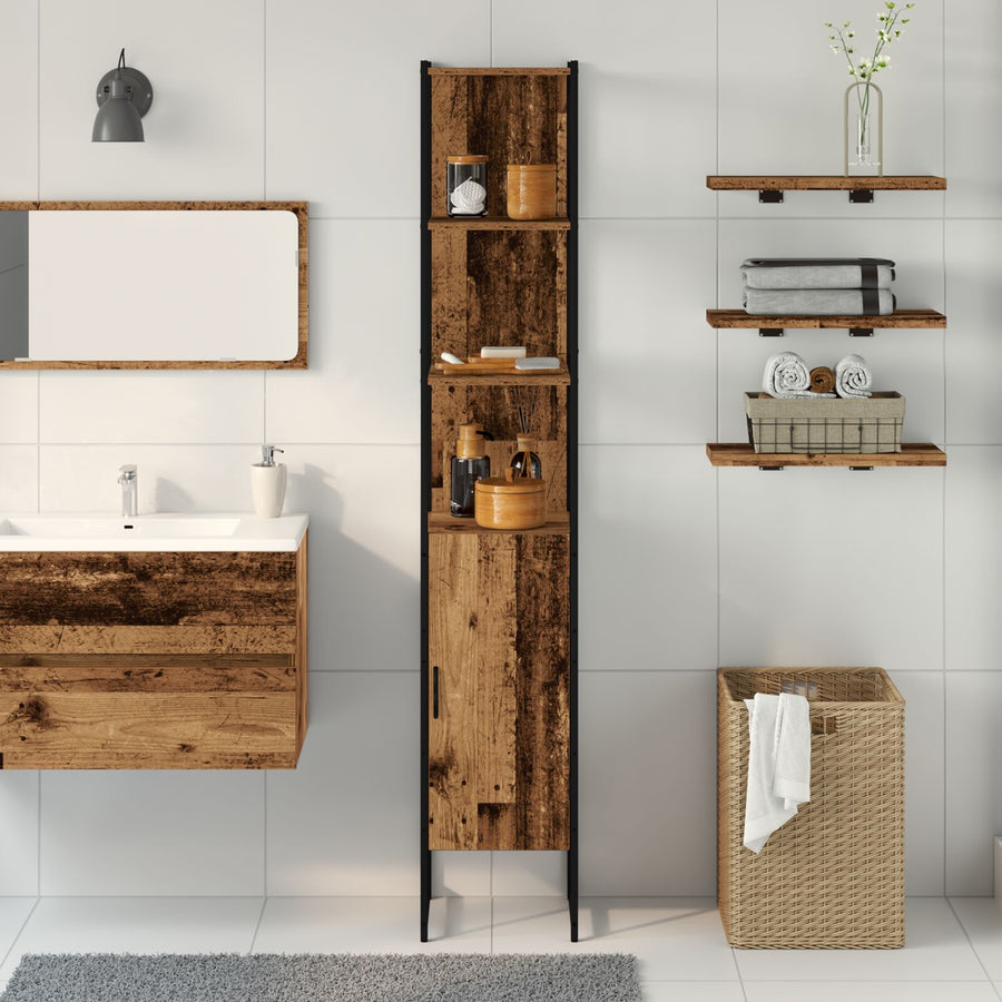Badkamerkast Oude Hout 33X33X185,5 Cm Ingenieuw Hout