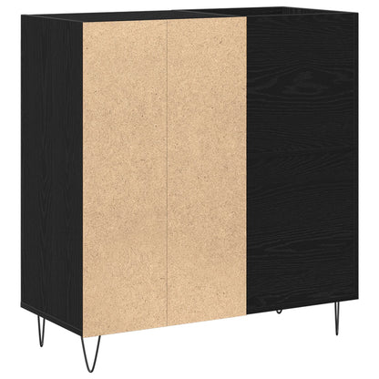 Recordkast Zwart Eiken 84.5X38X90 Cm Verwerkt Hout