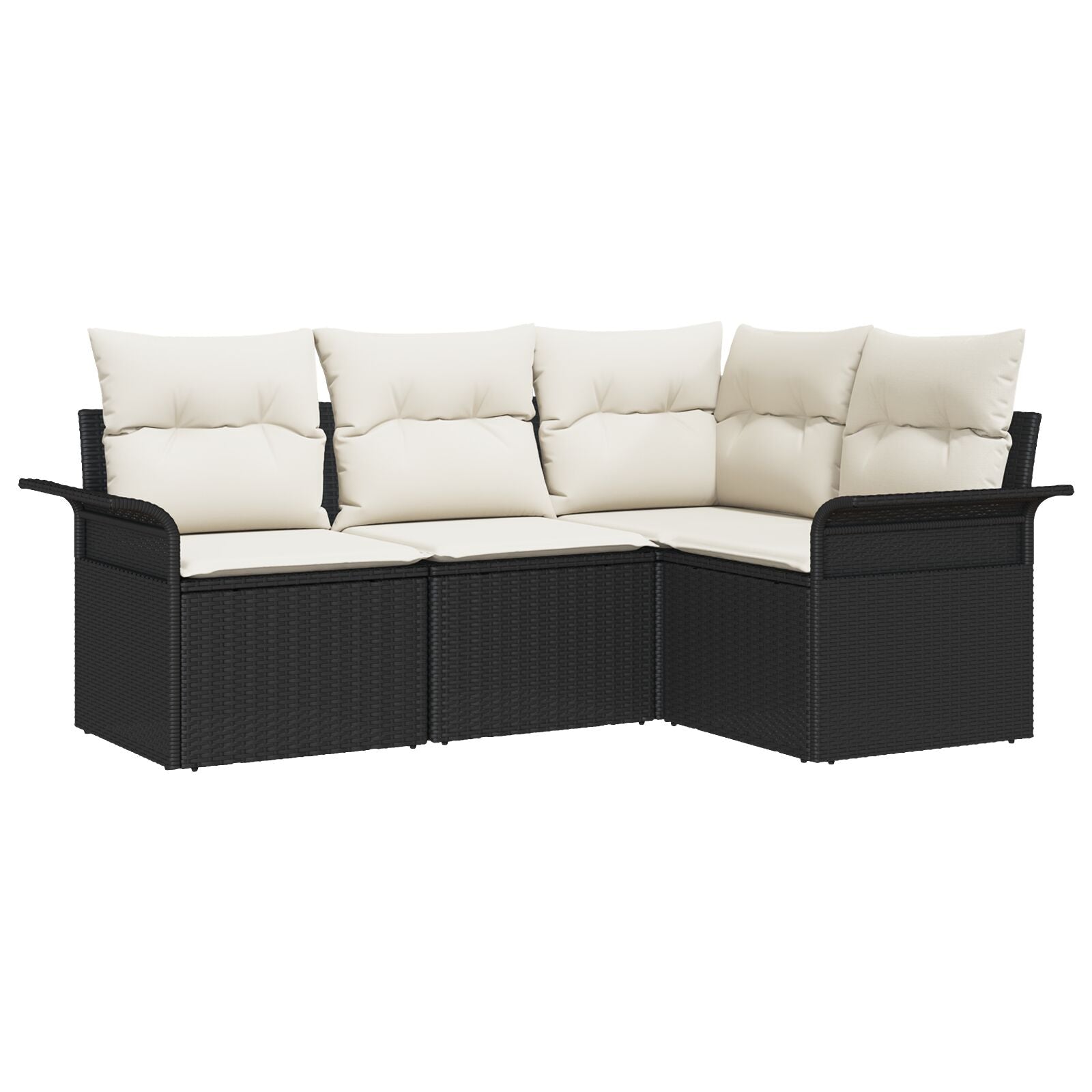4 Puncten Tuin Sofa Set Met Kussens Zwart Poly Rattan