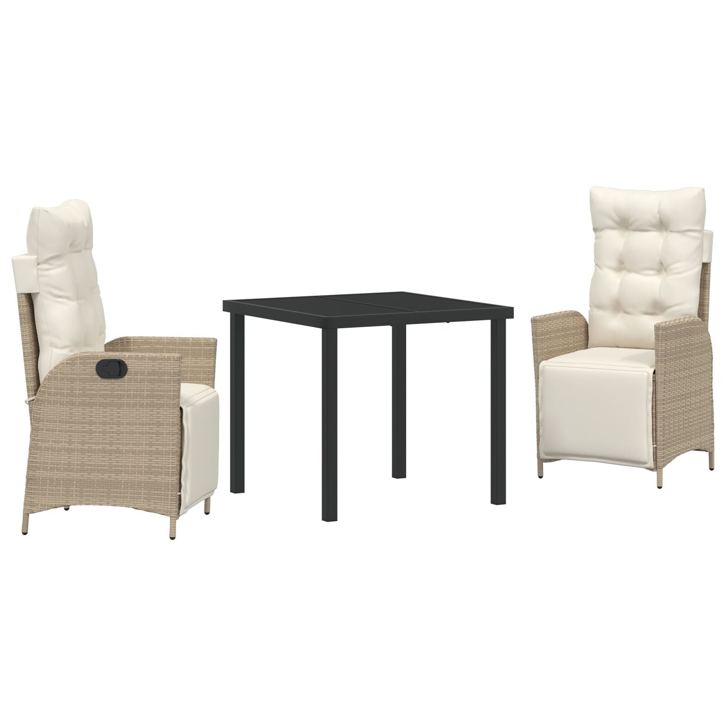 3 Delige Tuin Eetset Beige Poly Rattan