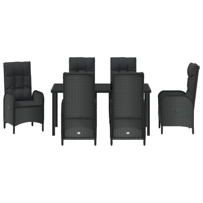 7-Delige Tuin Eet Set Zwart Poly Rattan