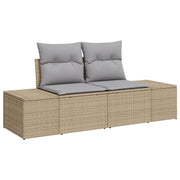 Tuinbank poly rattan beige met opbergruimte 184x62x85 cm