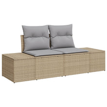 2-Zits Tuinsofa Met Kussens Poly Rattan Beige en grijs zonder opbergruimte