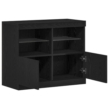 Dressoir Met Led Verlichting 81X37X67 Cm Zwart eiken