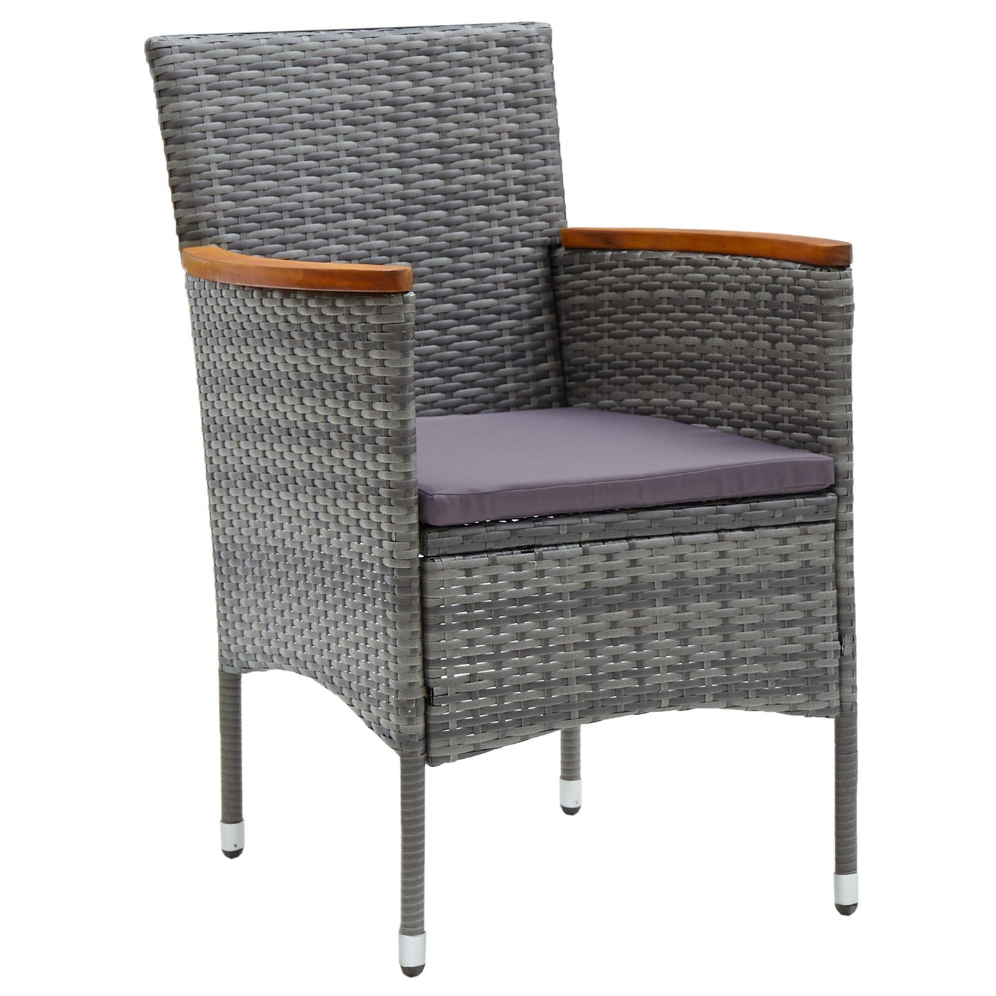 5-Delige Tuin Eetset - Grijs Poly Rattan