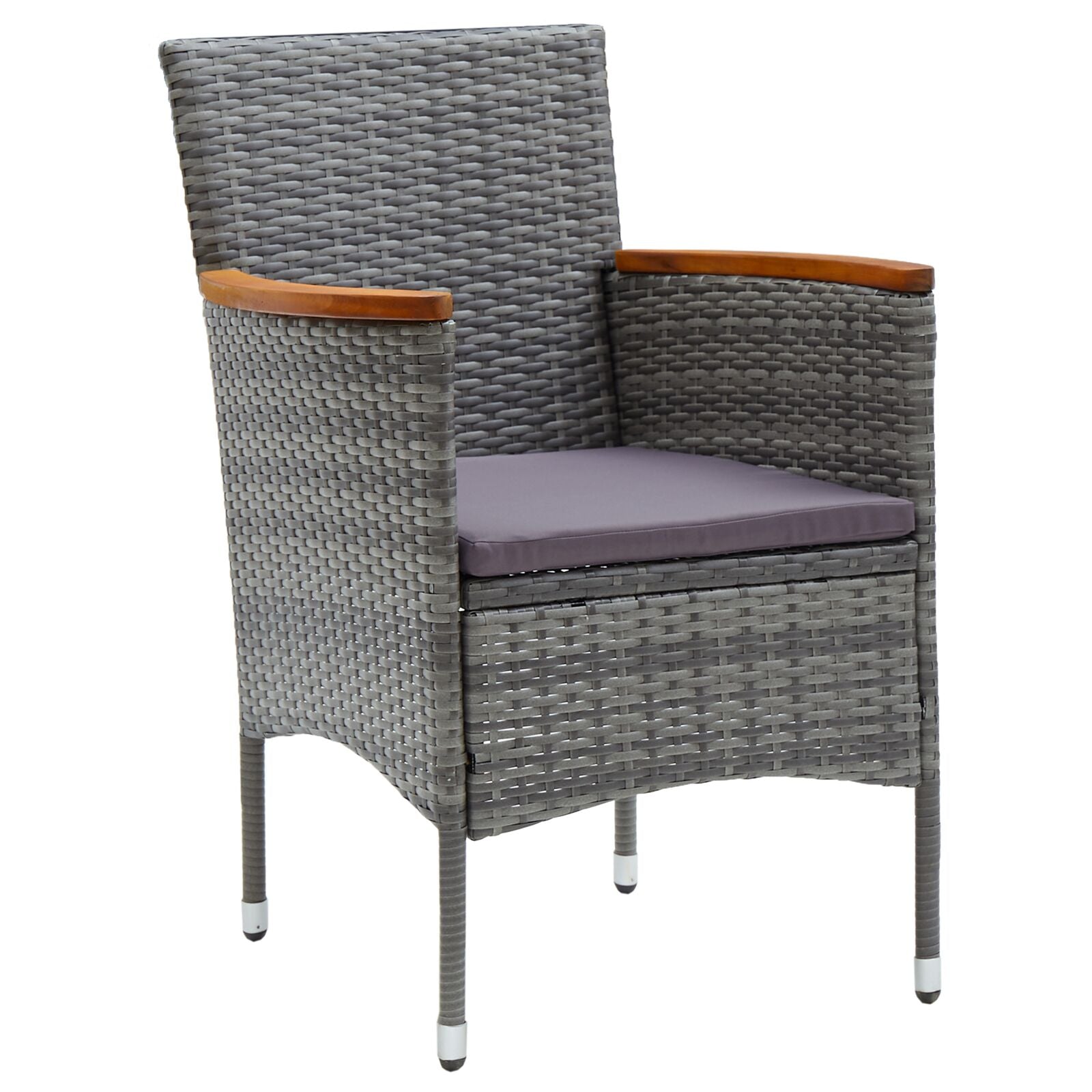 5-Delige Tuin Eetset - Grijs Poly Rattan