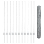 Hekrol met palen 1x25 m zilver staal