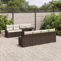Tuin loungeset 7-delig poly rattan bruin crème
