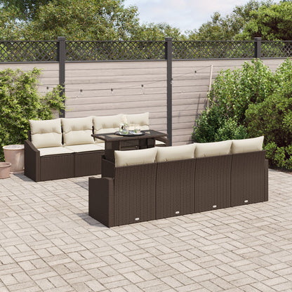 9-Persoons Tuin Sofa Set Met Kussens Bruin Poly Rattan