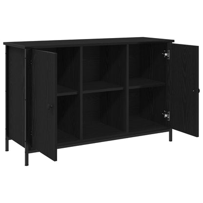 Tv Kast Zwart Eiken 101X35X65 Cm Geëngineerd Hout En Staal