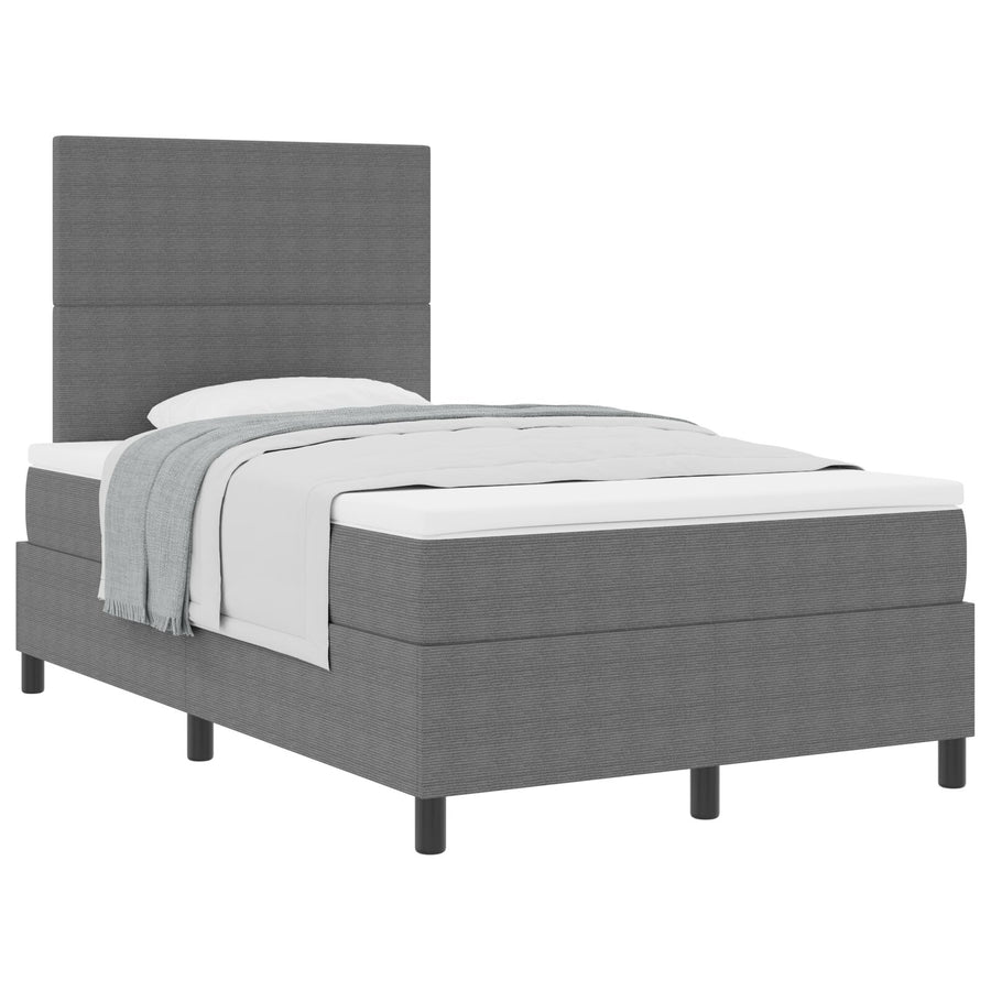 Boxspringbed Met Matras Lichtgrijs Klein Tweepersoons Corduroy Stof