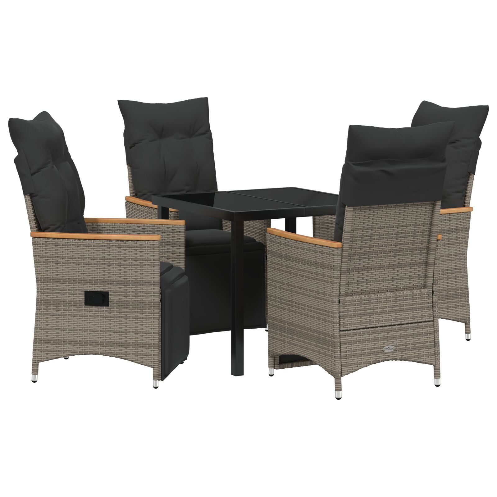 2-Delige Tuinset Met Kussens Grijs Poly Rattan