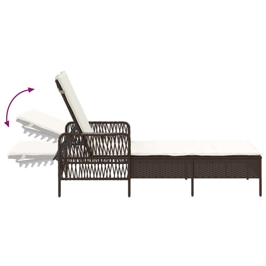 Zonnebankset Set Van 3 Bruin En Crèmewit Pe Rattan, Metaal