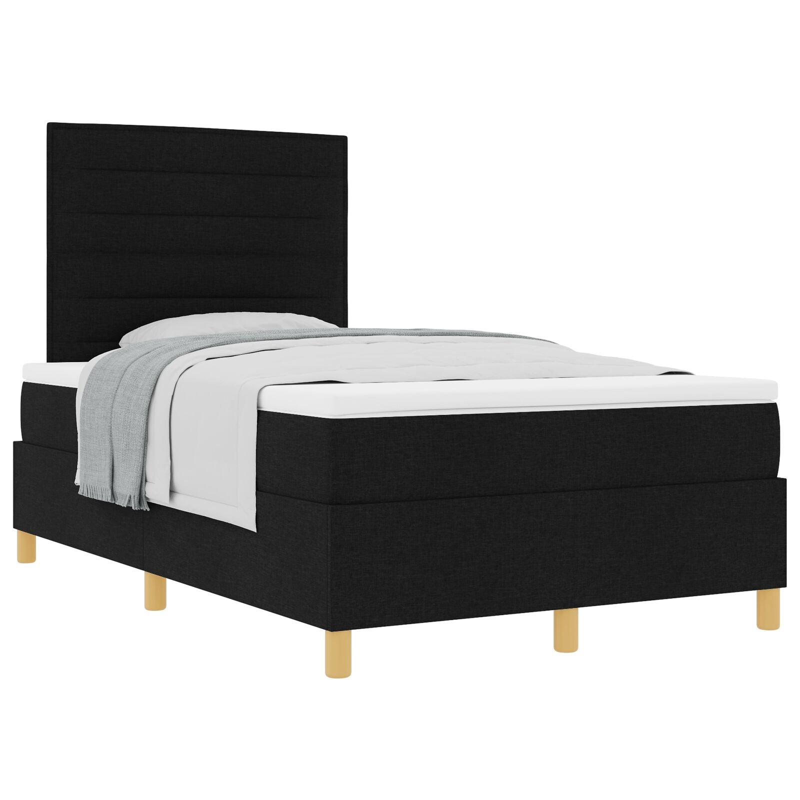 Boxspring Bed Met Matras Zwart 120X200 Cm Stof Blauw