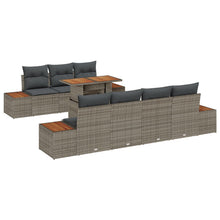Tuinbank Set Set Van 8 Grijs Poly Rattan, Hout Tuinmeubels