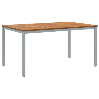 Tuin Tafel Massief Acaciahout En Metaal 150 x 90 x 75 cm Natuurlijk en grijs