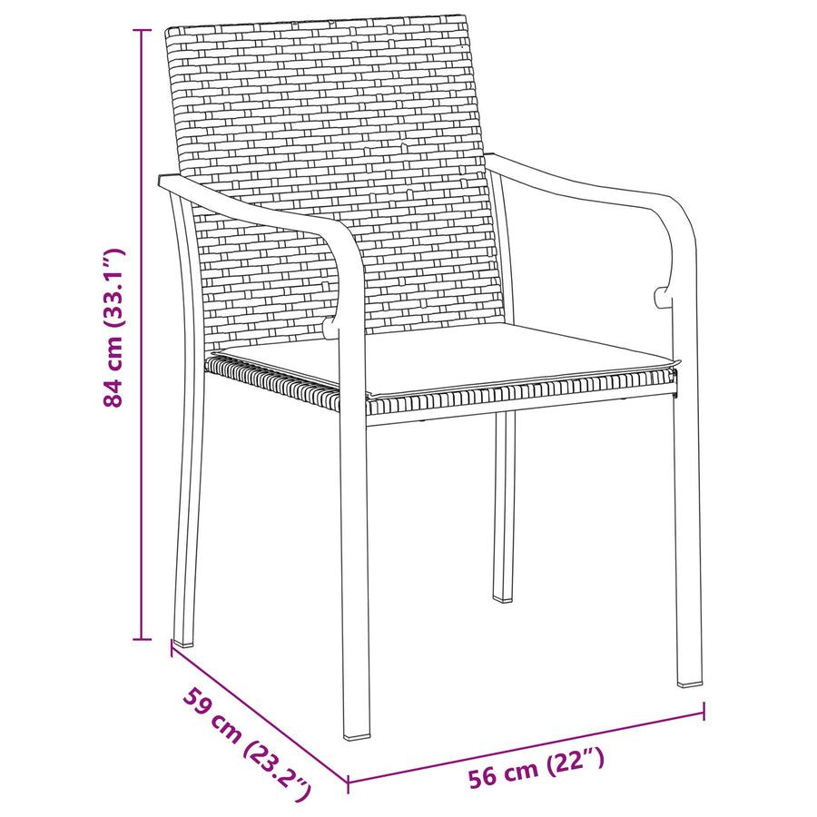 3-Delige Buiten Eettafelset Met Kussens - Riet 2-zitter Bruin 80 cm