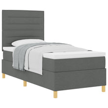 Boxspringbed Met Matras Donkergrijs 100X200 Cm Stof Blauw