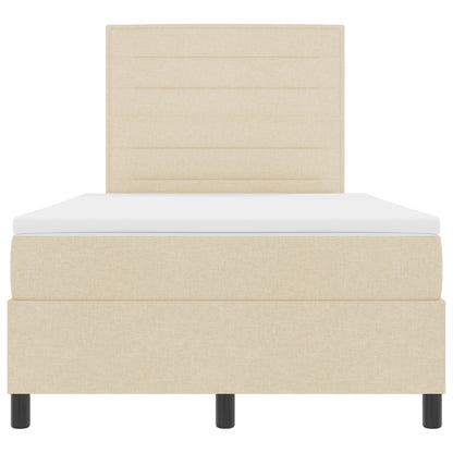 Boxspringbed Met Matras Stof Crème 120 x 200 cm Lijnenontwerp