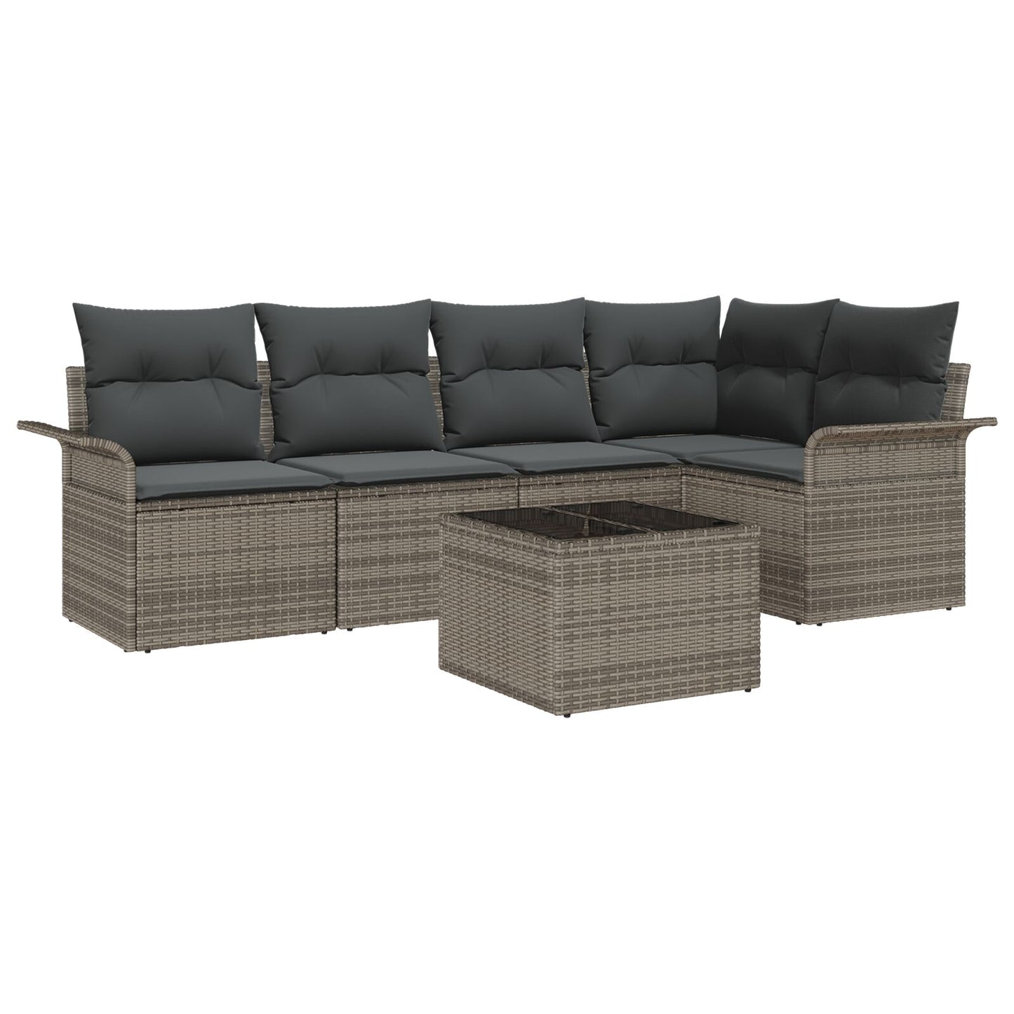 5-Delige Tuin Sofa Set Met Kussens Zwart Poly Rattan