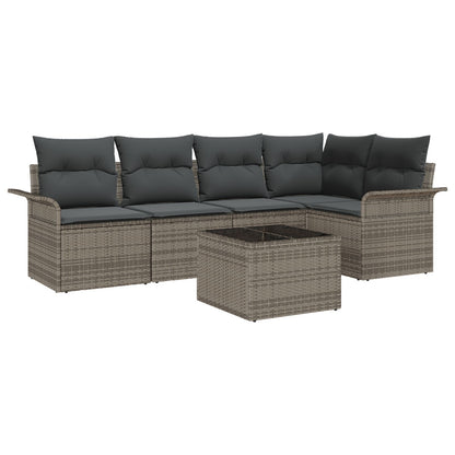 5-Delige Tuin Sofa Set Met Kussens Zwart Poly Rattan