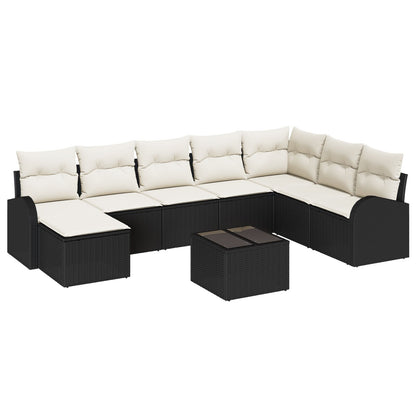 8-Delige Tuin Sofa Set Met Kussens Bruin Poly Rattan