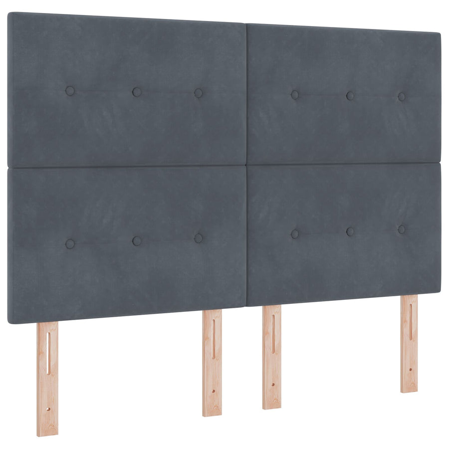 Boxspringbed Met Matras Donkergrijs 140X200 Cm Fluweel Blauw