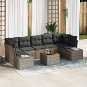 Loungeset poly rattan grijs 8-delig