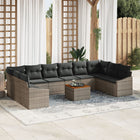 Garden lounge set with storage 11 pcs Grey poly rattan