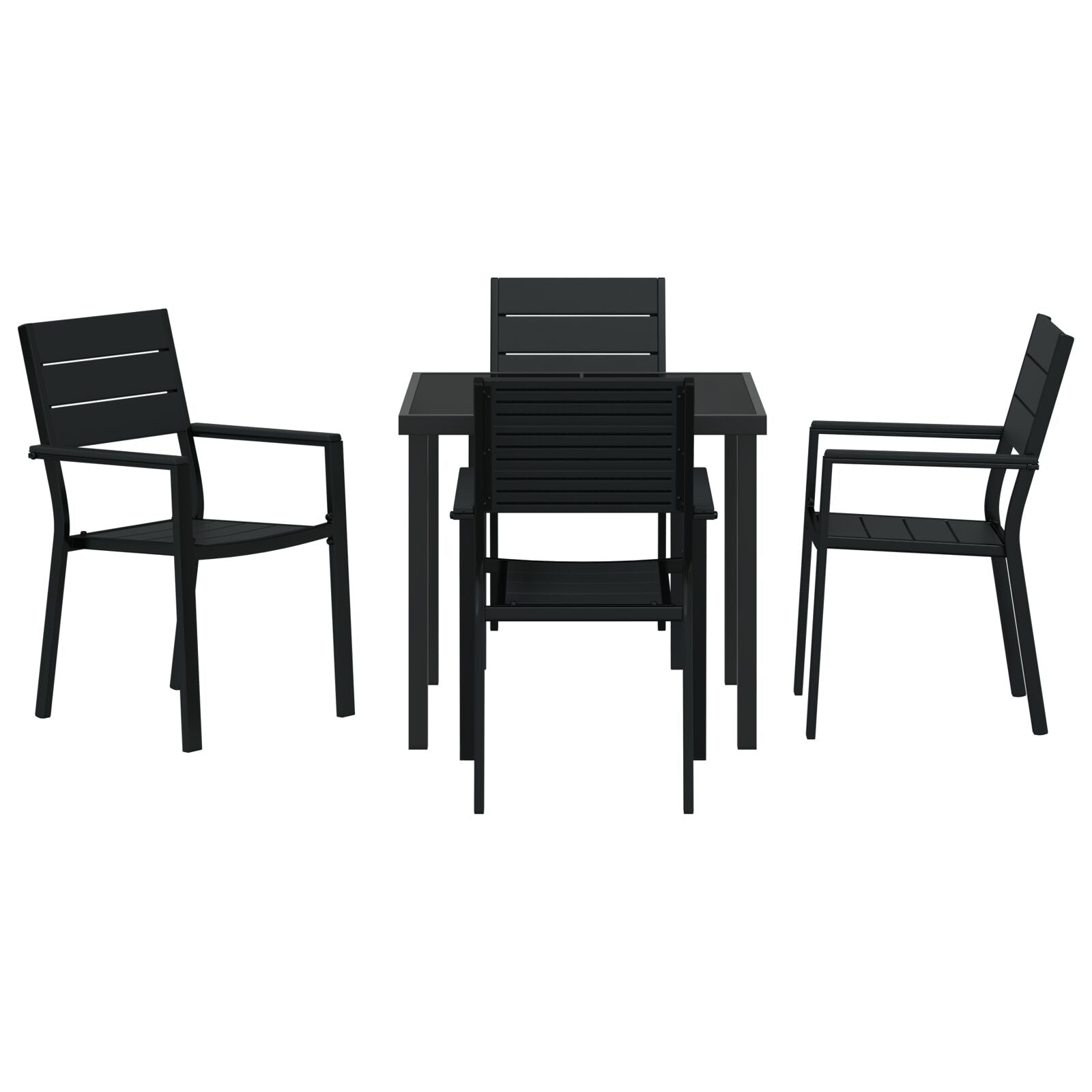 5-Delige Tuin Eetset Zwart Hdpe