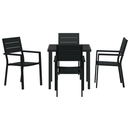 5-Delige Tuin Eetset Zwart Hdpe
