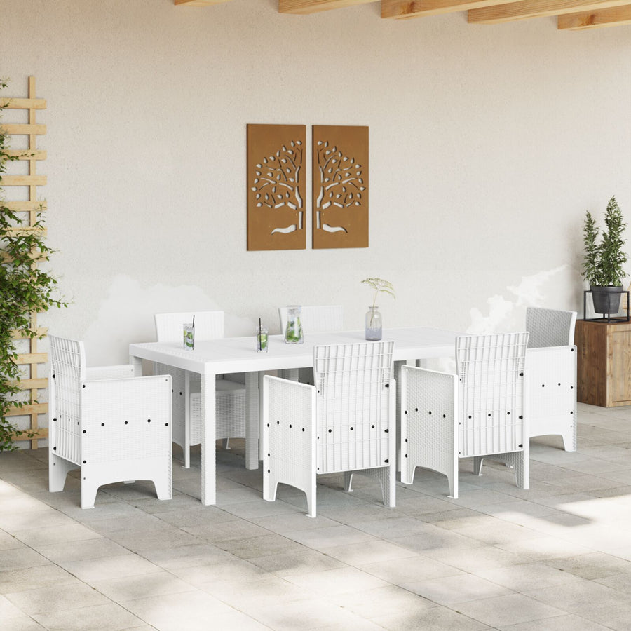 Tuin Tafel 200X100X73 Cm Poly Rattan Wit 2 m