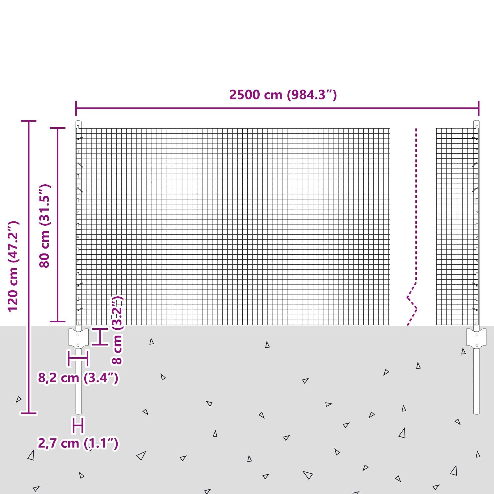 Gelaserd Draadhek Met 11 U-Palen Grijs 0.8X25 M Staal
