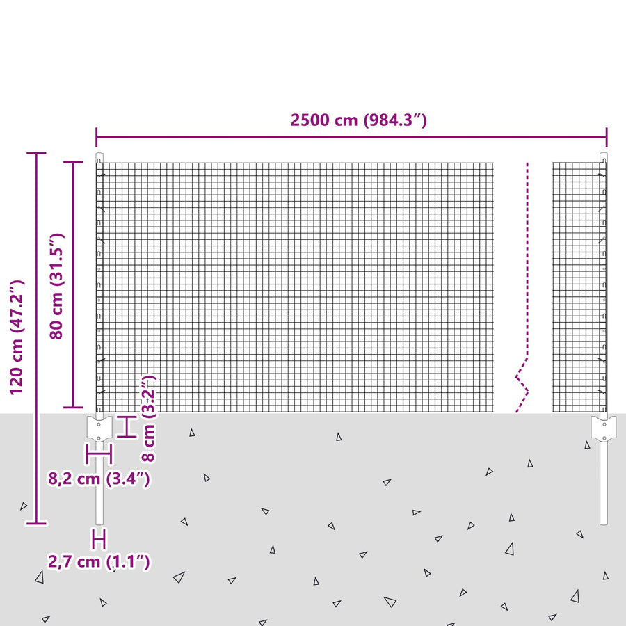Gelaserd Draadhek Met 11 U-Palen Grijs 0.8X25 M Staal