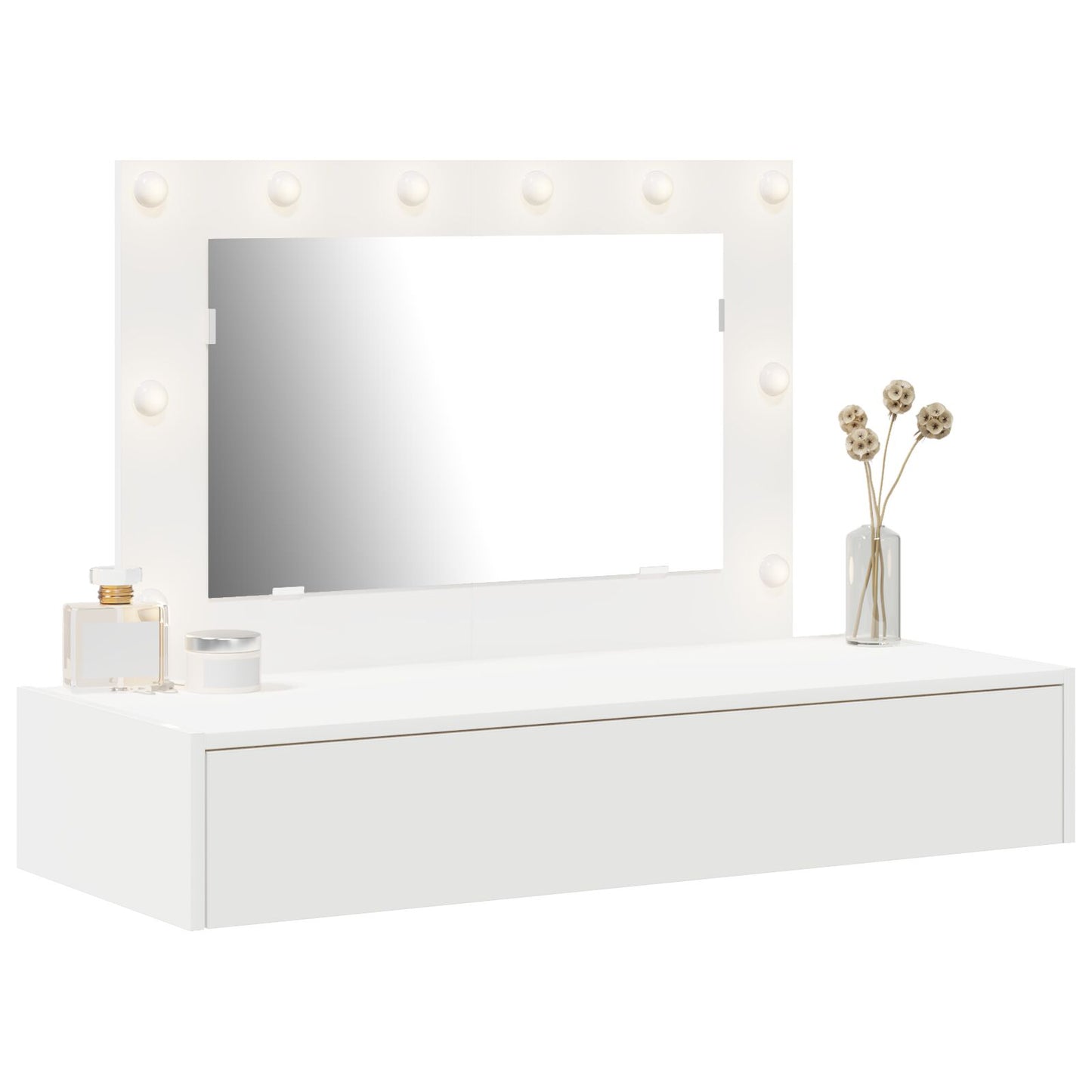 Wandhangende Kaptafel Lichten 100 x 40 x 70 cm Wit met LED