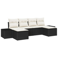 6-Delige Tuinsofa Set Met Kussens Zwart Poly Rattan