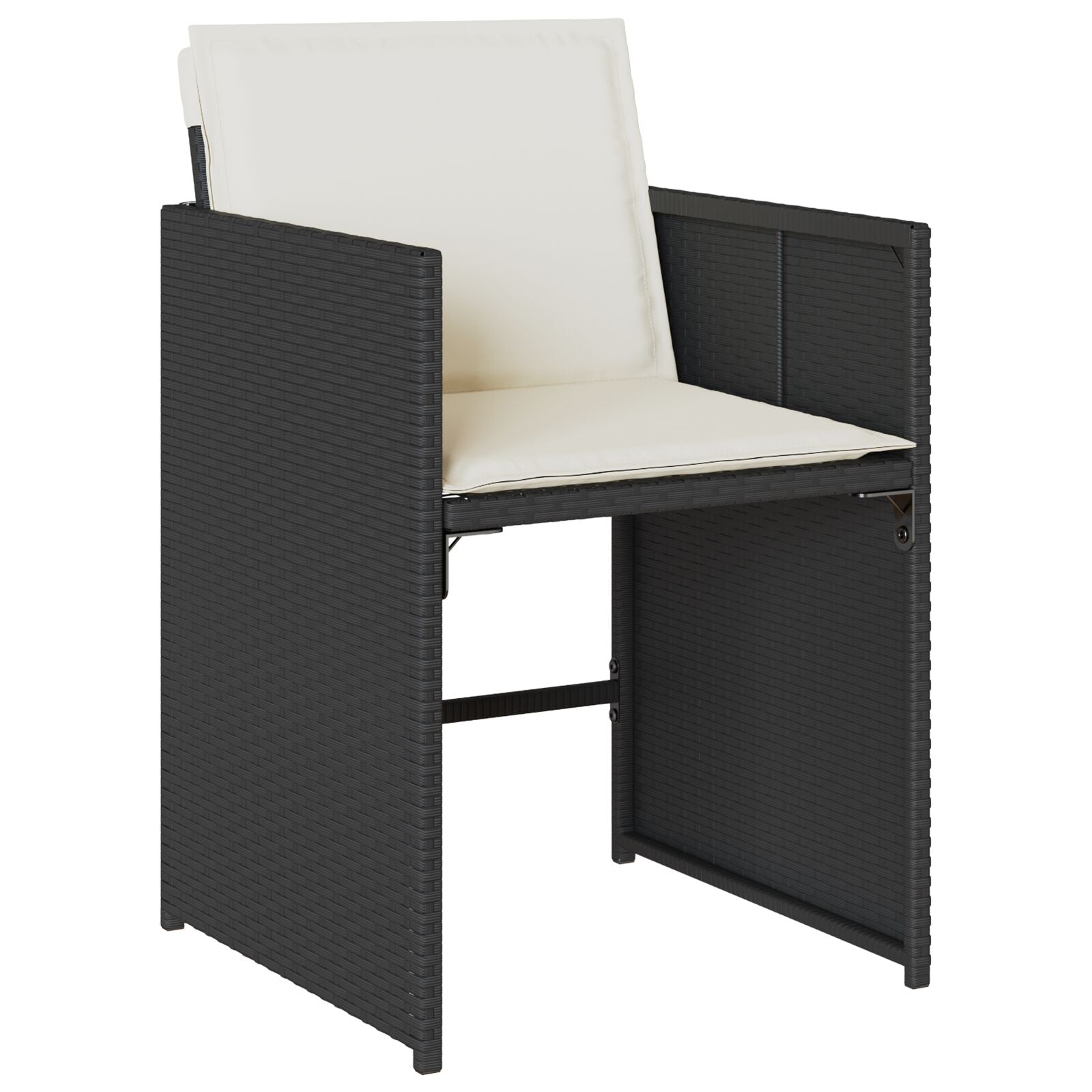 5-Delige Tuinset Met Kussens Zwart Poly Rattan