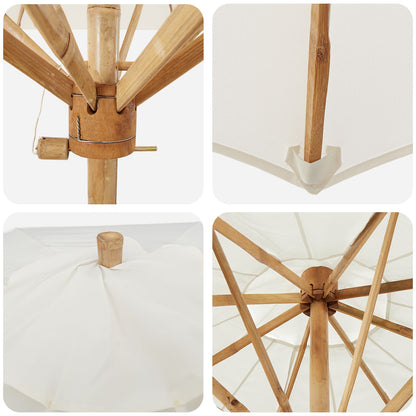 Tuinparasol 217X230 Cm Bamboe 217 x 217 x 230 cm Crème wit
