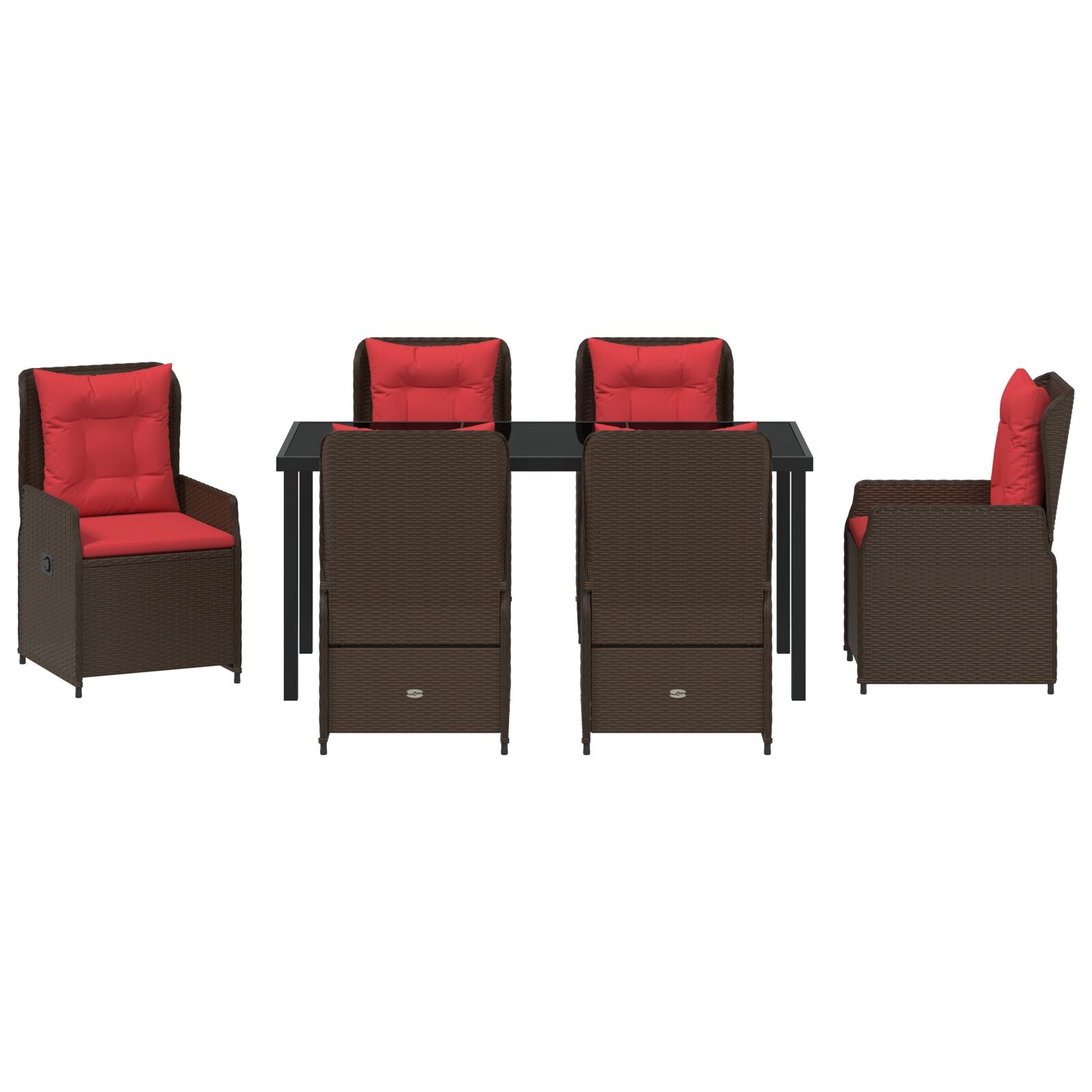 7-Delige Tuin Eet Set Bruin Poly Rattan