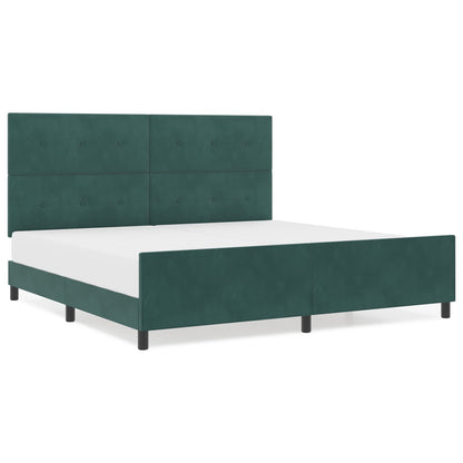 Bed Frame Donkergroen 200X200 Cm Fluweel Crème