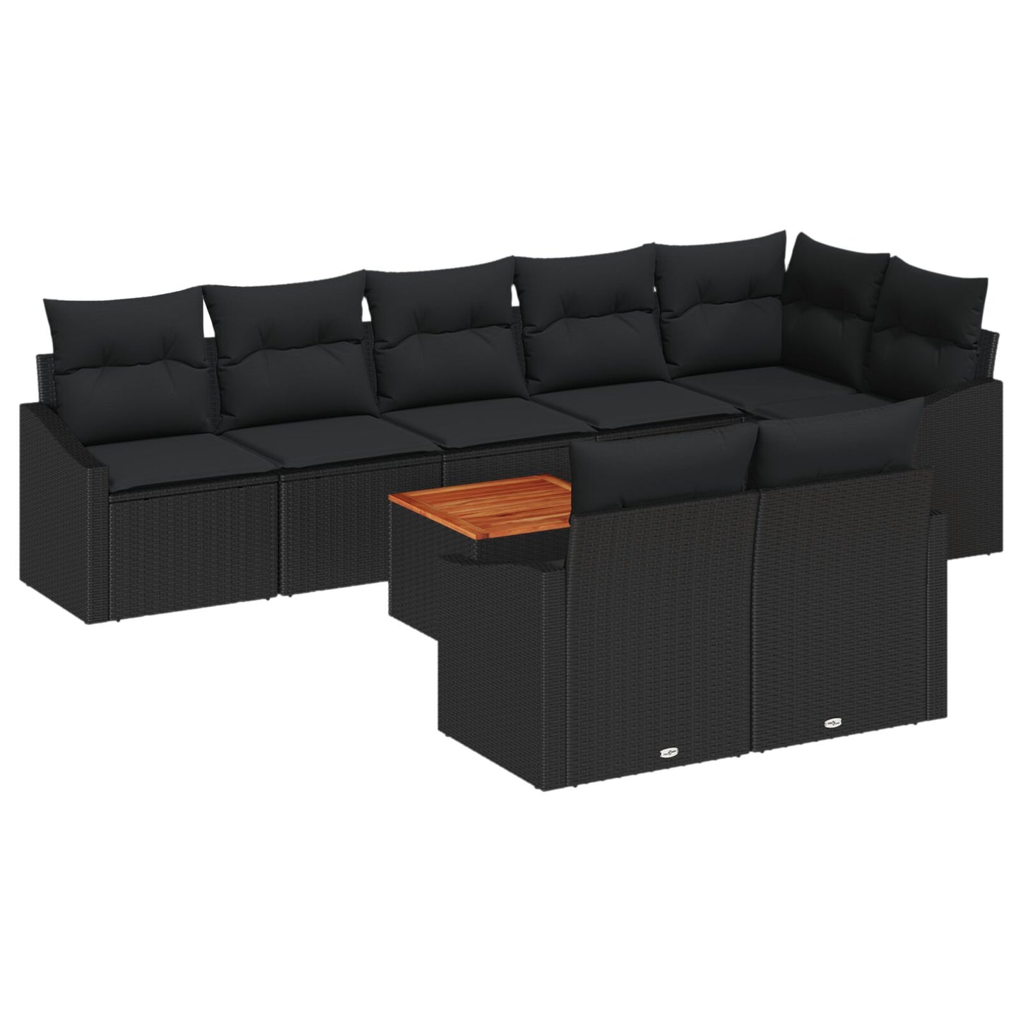 9-Delig Tuin Sofa Set Met Kussens Zwart Poly Rattan Acacia