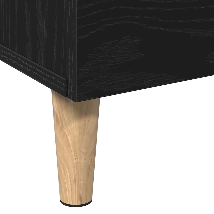 Highboard In Zwart Eiken, 70X31X115 Cm, Gemaakt Van Bewerkt Hout