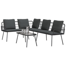 2-Delige Tuinbankset Met Kussens Poly Rattan Zwart Bank + tafel
