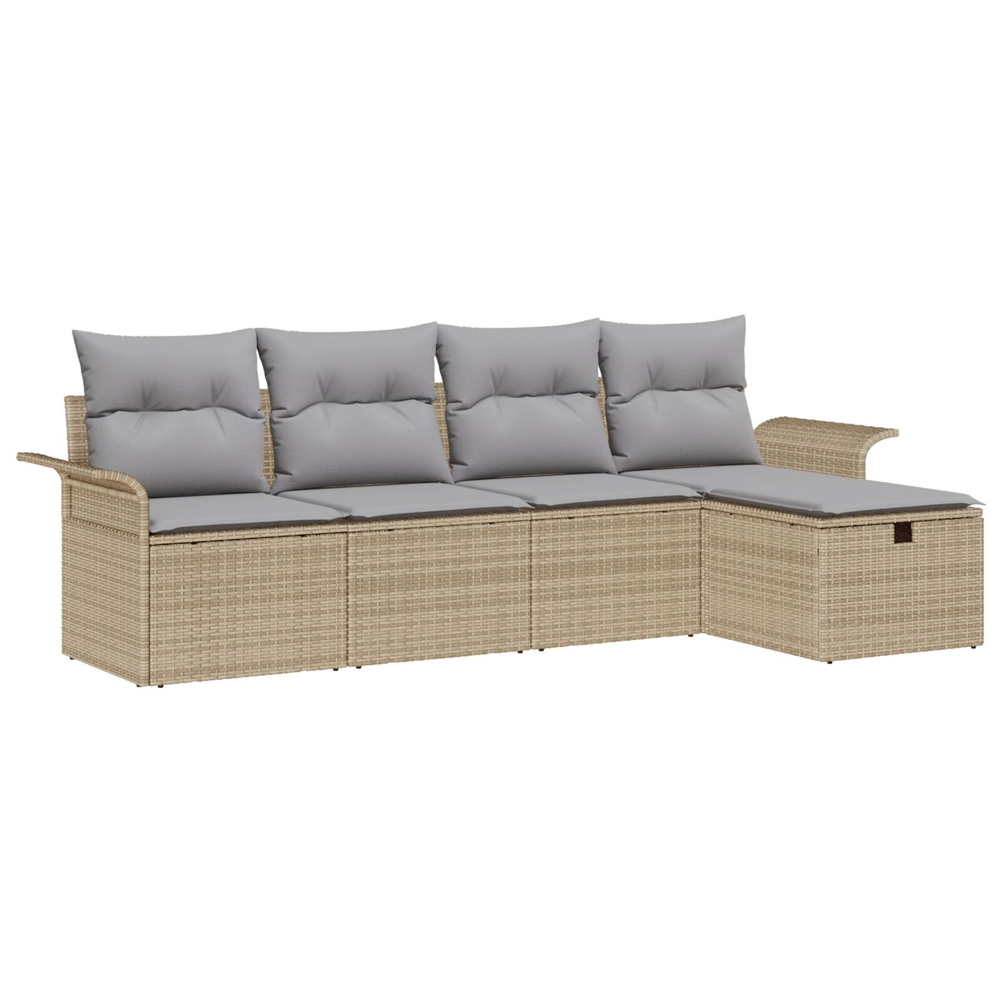 5 Delen Tuin Sofa Set Met Kussens Beige Poly Rattan