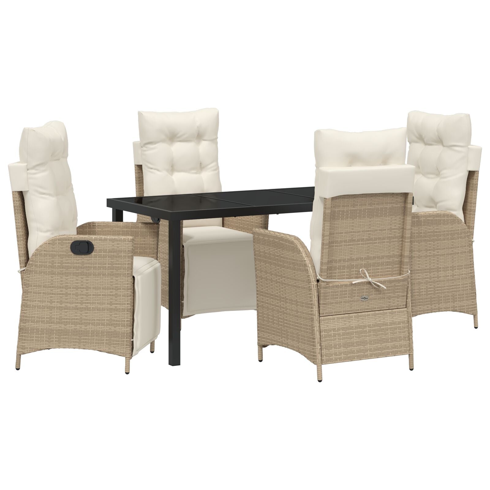 5 Delige Tuin Eetset Beige Poly Rattan
